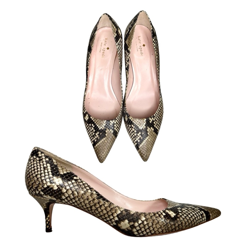 KATE SPADE kitten heels snakeskin leather pumps sz 10